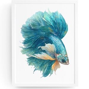Watercolor Betta Fish Wall Art Print, Unframed - Vibrant Aquatic Elegance
